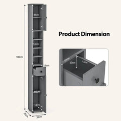 ERGOMASTER Bathroom Tall Cabinet Slim Freestanding Storage Organizer Cupboard With 2 Doors |  | Luvasmr - Satisfyingly Organised