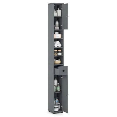ERGOMASTER Bathroom Tall Cabinet Slim Freestanding Storage Organizer Cupboard With 2 Doors |  | Luvasmr - Satisfyingly Organised