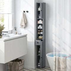 ERGOMASTER Bathroom Tall Cabinet Slim Freestanding Storage Organizer Cupboard With 2 Doors |  | Luvasmr - Satisfyingly Organised