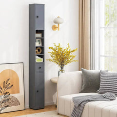 ERGOMASTER Bathroom Tall Cabinet Slim Freestanding Storage Organizer Cupboard With 2 Doors |  | Luvasmr - Satisfyingly Organised