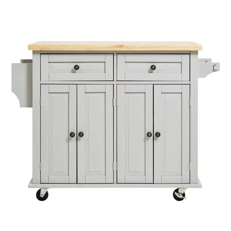 Rolling Wooden Kitchen Island Cart with Storage Cabinet |  | Luvasmr - Satisfyingly Organised