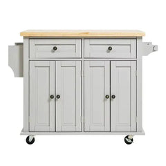 Rolling Wooden Kitchen Island Cart with Storage Cabinet |  | Luvasmr - Satisfyingly Organised