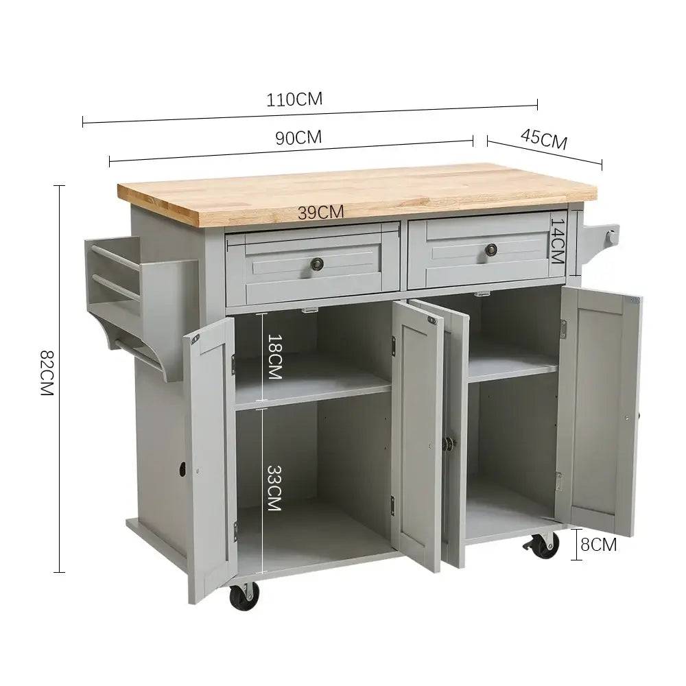Rolling Wooden Kitchen Island Cart with Storage Cabinet |  | Luvasmr - Satisfyingly Organised