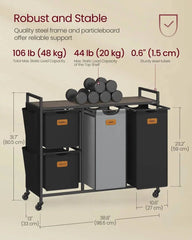 Rolling Laundry Hamper with 4 Compartments | Utility Room | Luvasmr - Satisfyingly Organised