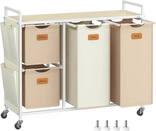 Rolling Laundry Hamper with 4 Compartments | Utility Room | Luvasmr - Satisfyingly Organised