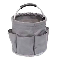 Gray multi-pocket foldable storage basket made of durable 600D Oxford cloth, ideal for home organization.