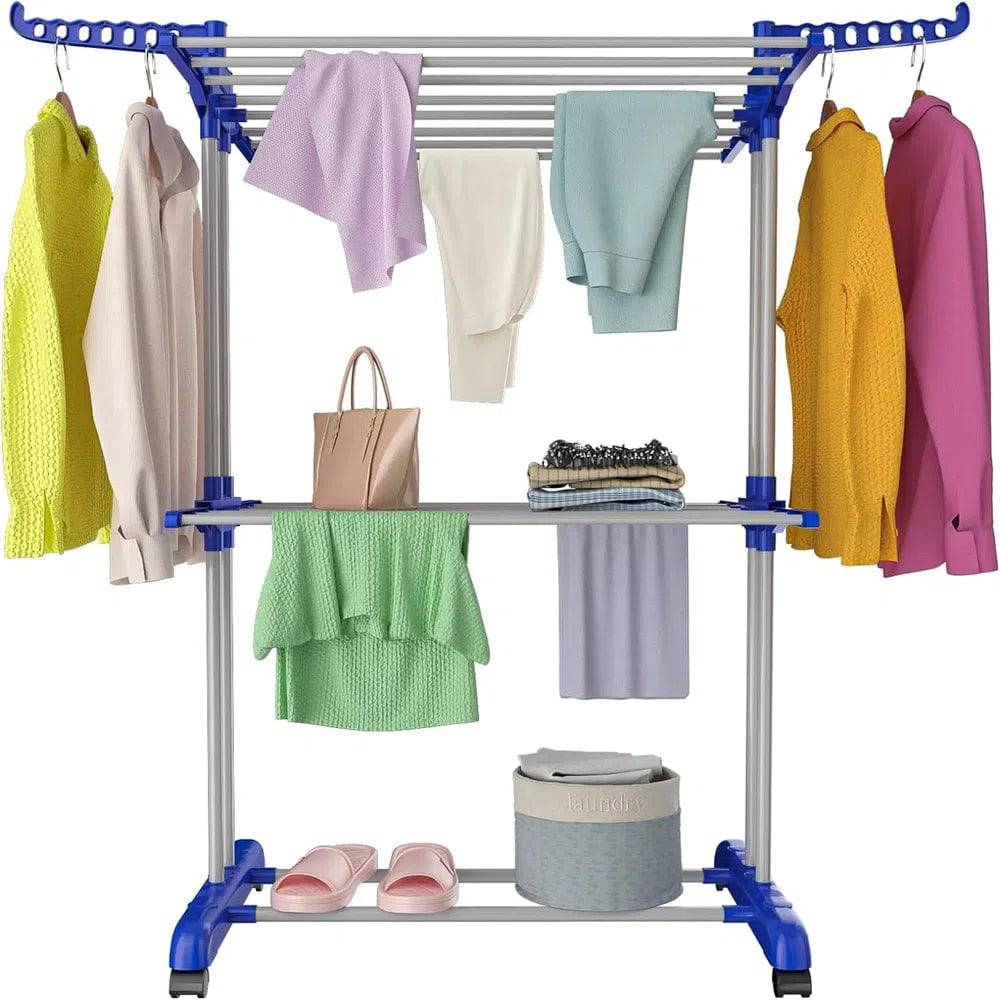 3-Tier Stainless Foldable Garment Hanger | Utility Room | Luvasmr - Satisfyingly Organised