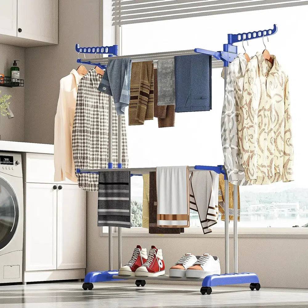 3-Tier Stainless Foldable Garment Hanger | Utility Room | Luvasmr - Satisfyingly Organised