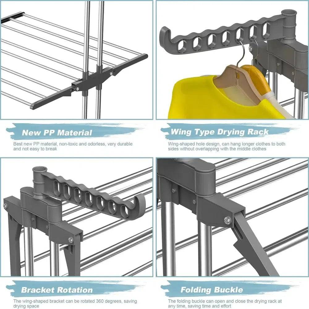 3-Tier Stainless Foldable Garment Hanger | Utility Room | Luvasmr - Satisfyingly Organised