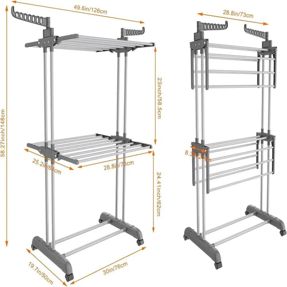 3-Tier Stainless Foldable Garment Hanger | Utility Room | Luvasmr - Satisfyingly Organised