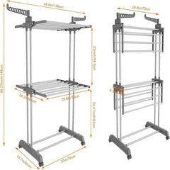 3-Tier Stainless Foldable Garment Hanger | Utility Room | Luvasmr - Satisfyingly Organised