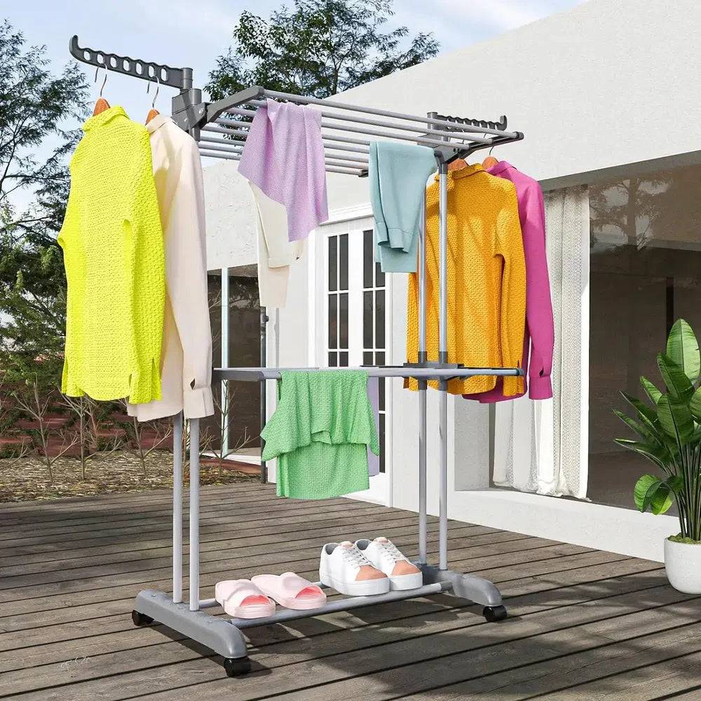 3-Tier Stainless Foldable Garment Hanger | Utility Room | Luvasmr - Satisfyingly Organised