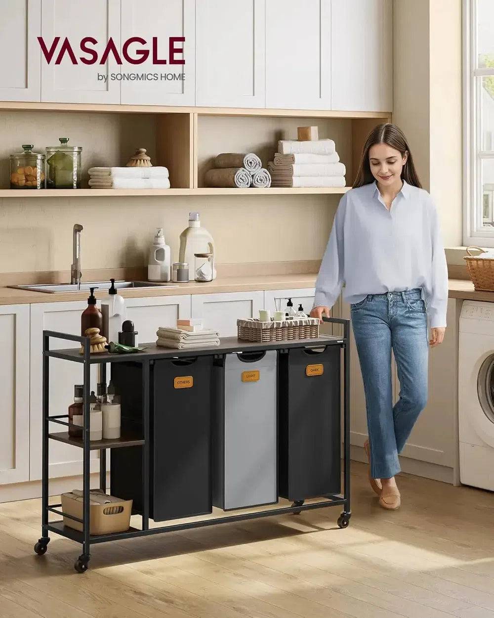 Laundry Basket with Shelves and Wheels | Utility Room | Luvasmr - Satisfyingly Organised
