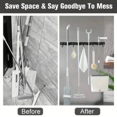 Wall-Mounted Mop & Broom Organiser | Utility Room | Luvasmr - Satisfyingly Organised