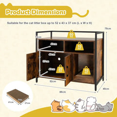 GOFLAME Cat Litter Box Enclosure, Hidden Cat Washroom w/ Double Doors & Scratch Cardboard |  | Luvasmr - Satisfyingly Organised