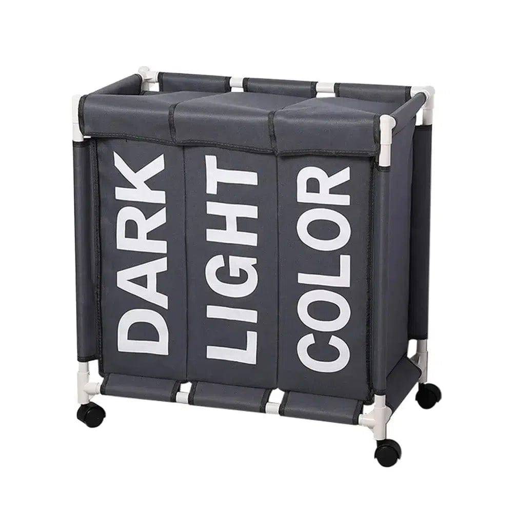 Rolling Laundry Basket Organizer 3 Grid Large Laundry Hamper Bin Waterproof Laundry Bags For Dirty Clothes Storage Box On Wheels |  | Luvasmr - Satisfyingly Organised