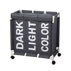Rolling Laundry Basket Organizer 3 Grid Large Laundry Hamper Bin Waterproof Laundry Bags For Dirty Clothes Storage Box On Wheels |  | Luvasmr - Satisfyingly Organised
