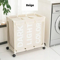 Rolling Laundry Basket Organizer 3 Grid Large Laundry Hamper Bin Waterproof Laundry Bags For Dirty Clothes Storage Box On Wheels |  | Luvasmr - Satisfyingly Organised