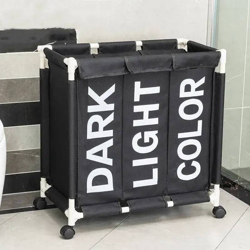 Rolling Laundry Basket Organizer 3 Grid Large Laundry Hamper Bin Waterproof Laundry Bags For Dirty Clothes Storage Box On Wheels |  | Luvasmr - Satisfyingly Organised