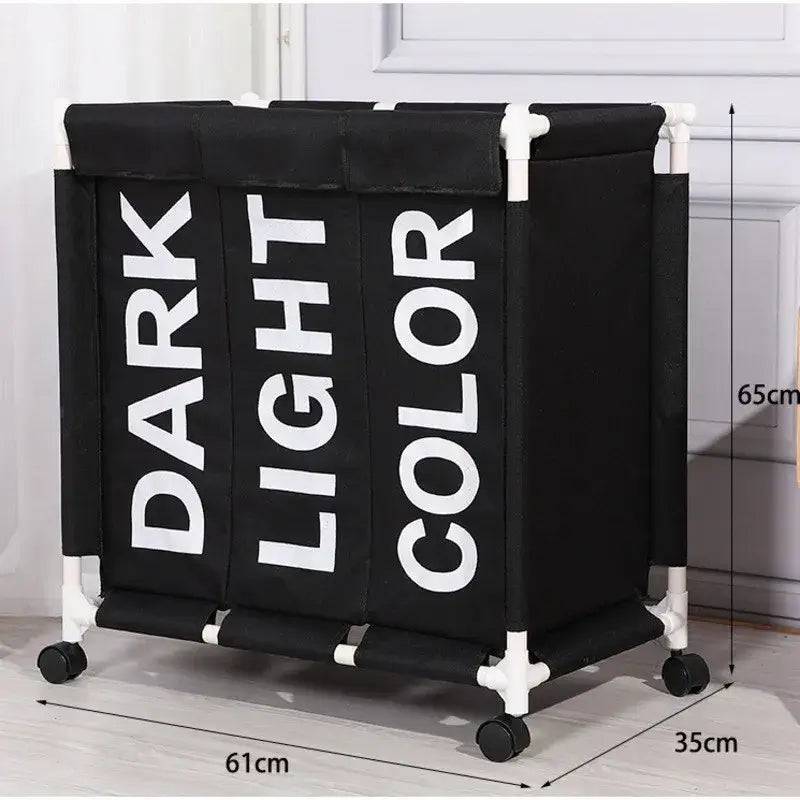 Rolling Laundry Basket Organizer 3 Grid Large Laundry Hamper Bin Waterproof Laundry Bags For Dirty Clothes Storage Box On Wheels |  | Luvasmr - Satisfyingly Organised
