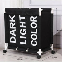 Rolling Laundry Basket Organizer 3 Grid Large Laundry Hamper Bin Waterproof Laundry Bags For Dirty Clothes Storage Box On Wheels |  | Luvasmr - Satisfyingly Organised