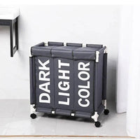 Rolling Laundry Basket Organizer 3 Grid Large Laundry Hamper Bin Waterproof Laundry Bags For Dirty Clothes Storage Box On Wheels |  | Luvasmr - Satisfyingly Organised