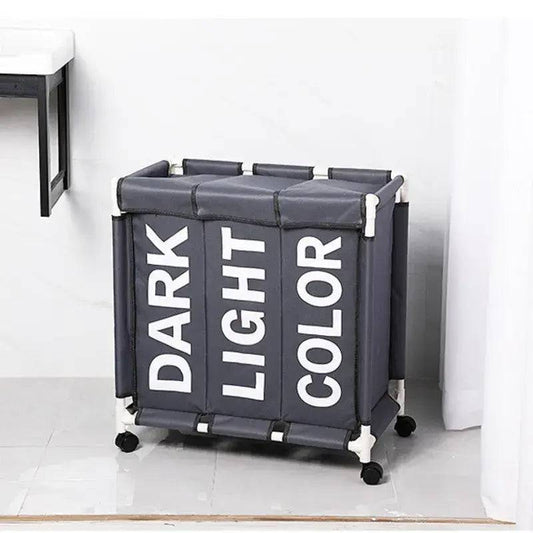 Rolling Laundry Basket Organizer 3 Grid Large Laundry Hamper Bin Waterproof Laundry Bags For Dirty Clothes Storage Box On Wheels |  | Luvasmr - Satisfyingly Organised