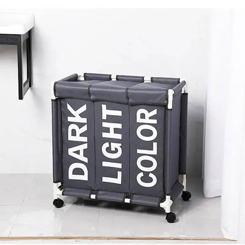 Rolling Laundry Basket Organizer 3 Grid Large Laundry Hamper Bin Waterproof Laundry Bags For Dirty Clothes Storage Box On Wheels |  | Luvasmr - Satisfyingly Organised