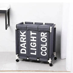 Rolling Laundry Basket Organizer 3 Grid Large Laundry Hamper Bin Waterproof Laundry Bags For Dirty Clothes Storage Box On Wheels |  | Luvasmr - Satisfyingly Organised