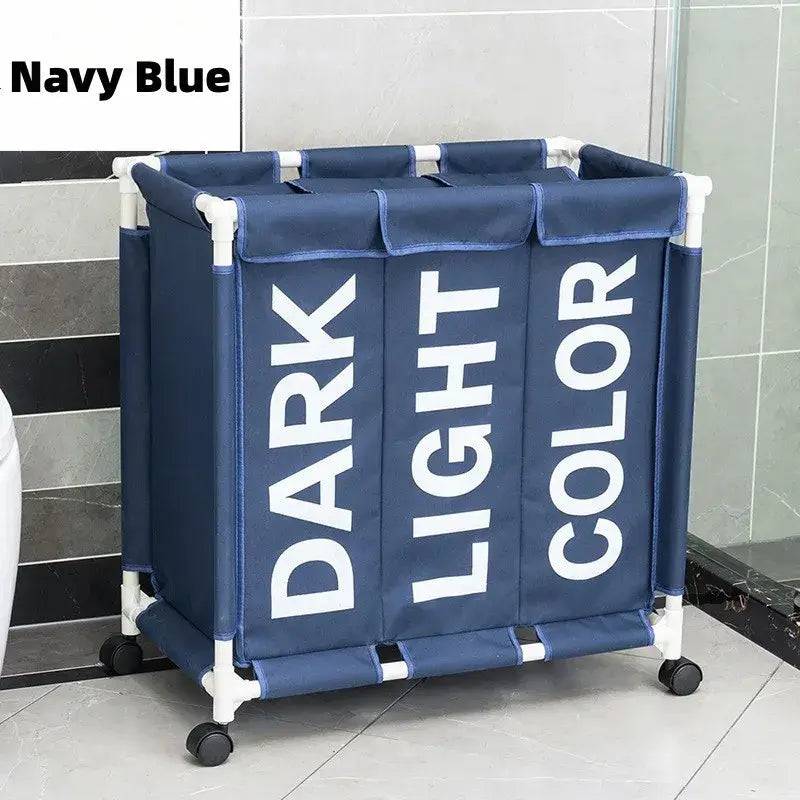 Rolling Laundry Basket Organizer 3 Grid Large Laundry Hamper Bin Waterproof Laundry Bags For Dirty Clothes Storage Box On Wheels |  | Luvasmr - Satisfyingly Organised