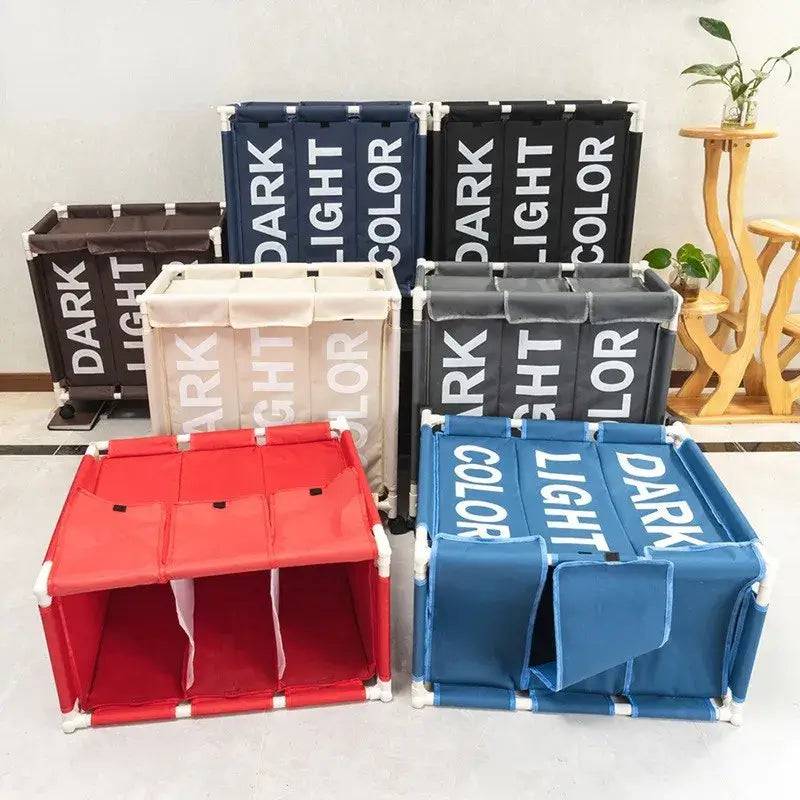 Rolling Laundry Basket Organizer 3 Grid Large Laundry Hamper Bin Waterproof Laundry Bags For Dirty Clothes Storage Box On Wheels |  | Luvasmr - Satisfyingly Organised