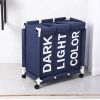 Rolling Laundry Basket Organizer 3 Grid Large Laundry Hamper Bin Waterproof Laundry Bags For Dirty Clothes Storage Box On Wheels |  | Luvasmr - Satisfyingly Organised