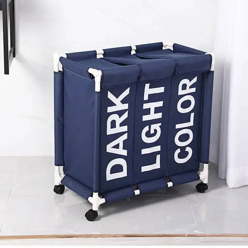 Rolling Laundry Basket Organizer 3 Grid Large Laundry Hamper Bin Waterproof Laundry Bags For Dirty Clothes Storage Box On Wheels |  | Luvasmr - Satisfyingly Organised