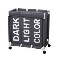 Rolling Laundry Basket Organizer 3 Grid Large Laundry Hamper Bin Waterproof Laundry Bags For Dirty Clothes Storage Box On Wheels |  | Luvasmr - Satisfyingly Organised