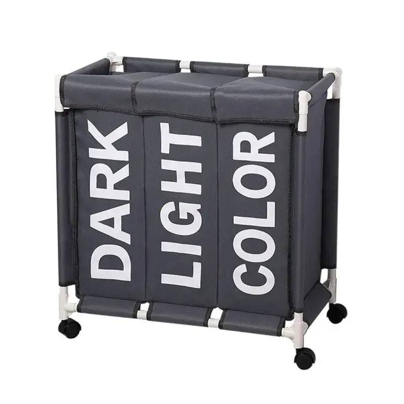 Rolling Laundry Basket Organizer 3 Grid Large Laundry Hamper Bin Waterproof Laundry Bags For Dirty Clothes Storage Box On Wheels |  | Luvasmr - Satisfyingly Organised