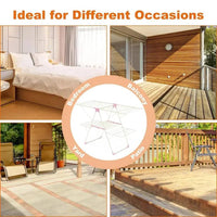 Stainless Steel Drying Rack displayed in bedroom, balcony, yard, and patio for versatile drying solutions.
