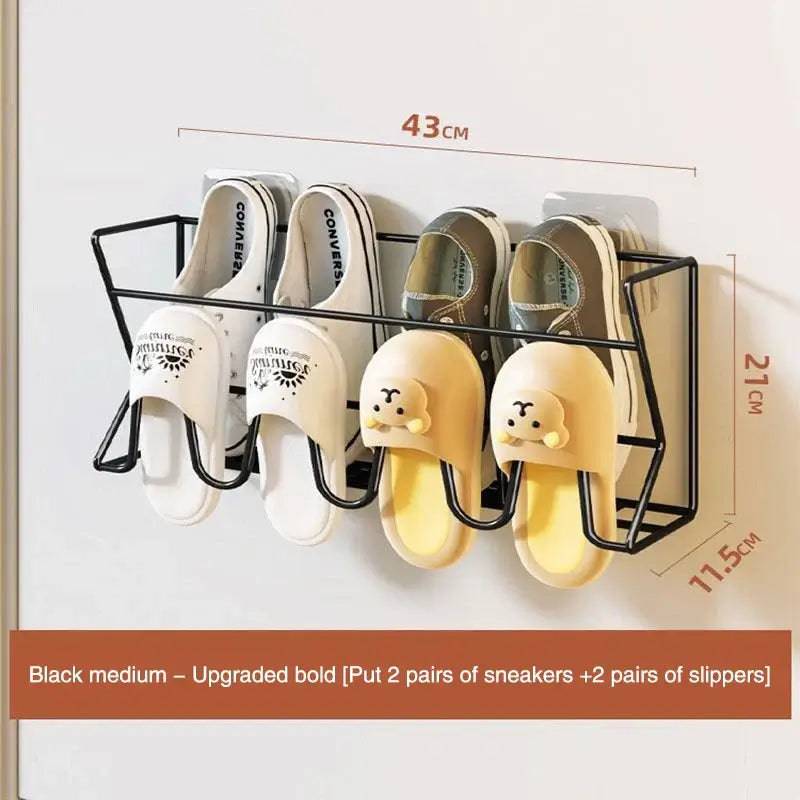 Free Punch Aluminum Slipper Rack Wall Mount Bathroom Bedroom Shoe Hanging Holder Organizer Toilet Wall Door Towel Storage Shelf |  | Luvasmr - Satisfyingly Organised