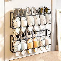 Free Punch Aluminum Slipper Rack Wall Mount Bathroom Bedroom Shoe Hanging Holder Organizer Toilet Wall Door Towel Storage Shelf |  | Luvasmr - Satisfyingly Organised