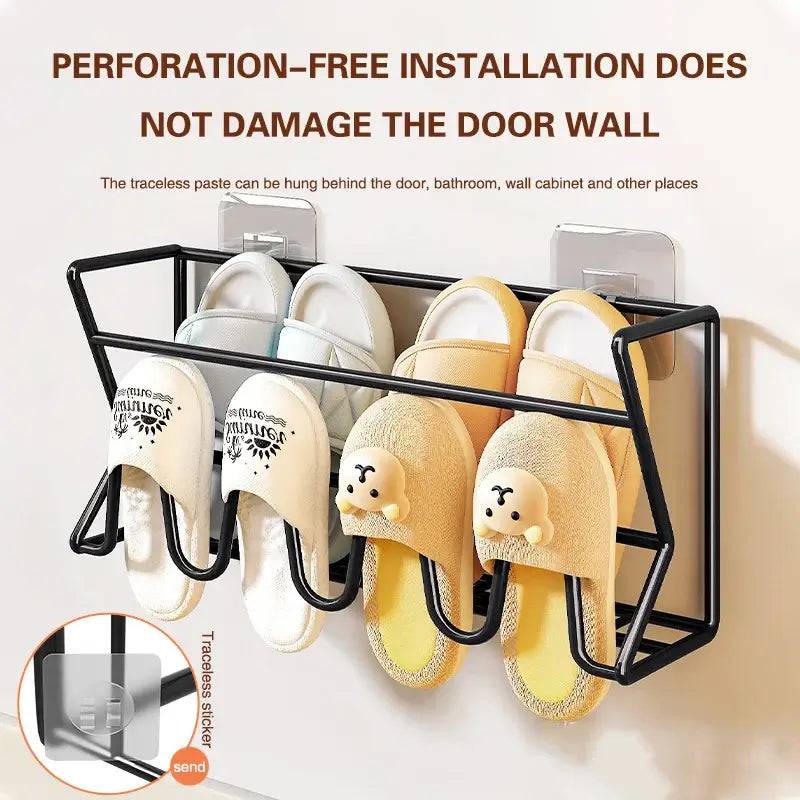 Free Punch Aluminum Slipper Rack Wall Mount Bathroom Bedroom Shoe Hanging Holder Organizer Toilet Wall Door Towel Storage Shelf |  | Luvasmr - Satisfyingly Organised