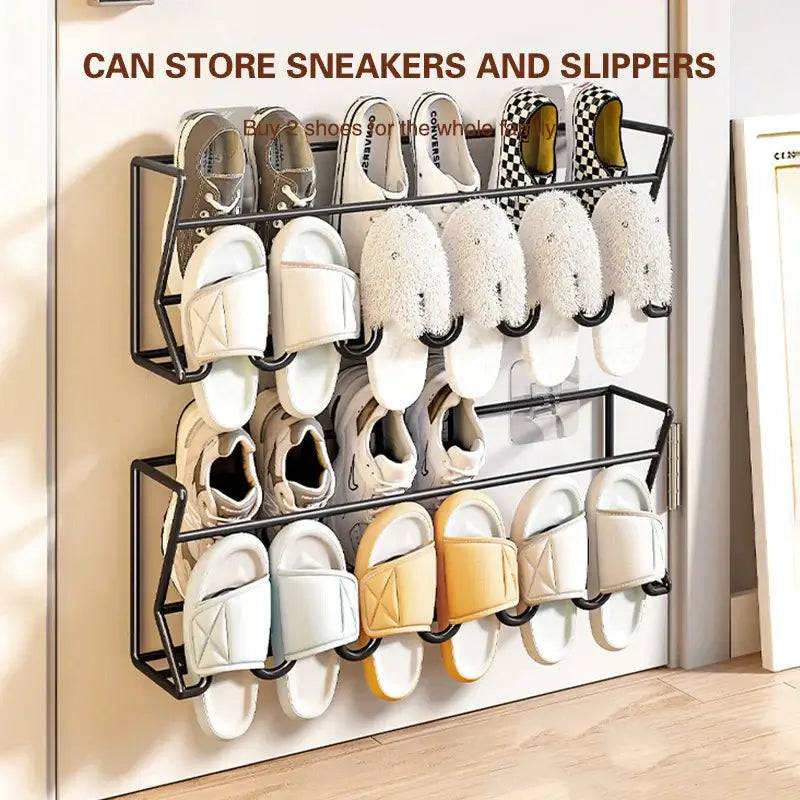 Free Punch Aluminum Slipper Rack Wall Mount Bathroom Bedroom Shoe Hanging Holder Organizer Toilet Wall Door Towel Storage Shelf |  | Luvasmr - Satisfyingly Organised