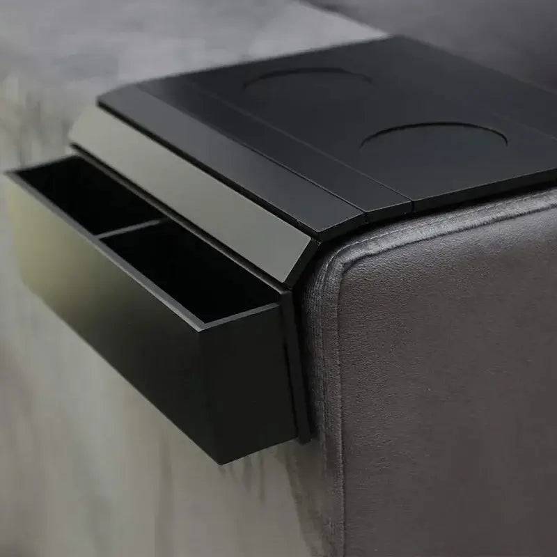 Sofa Tray Table - Remote Control and Cellphone Organizer Holder,  Arm Rest  with Pockets. Fits Over Square Chair Arms |  | Luvasmr - Satisfyingly Organised