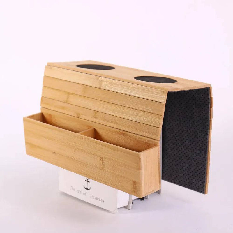 Sofa Tray Table - Remote Control and Cellphone Organizer Holder,  Arm Rest  with Pockets. Fits Over Square Chair Arms |  | Luvasmr - Satisfyingly Organised