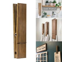 Giant Wooden Towel Clip in Dark Walnut color, perfect for towels and decor with rustic style.