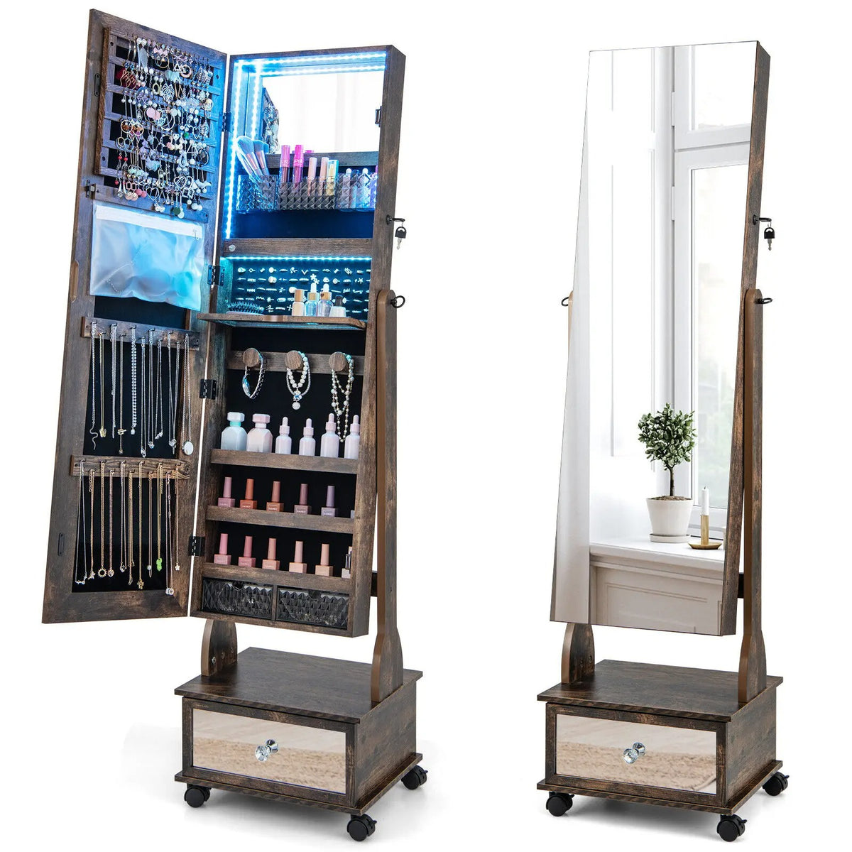 Modern Jewellery Cabinet with Mirror