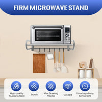 Wall-Mounted Microwave Oven Shelf with Hooks