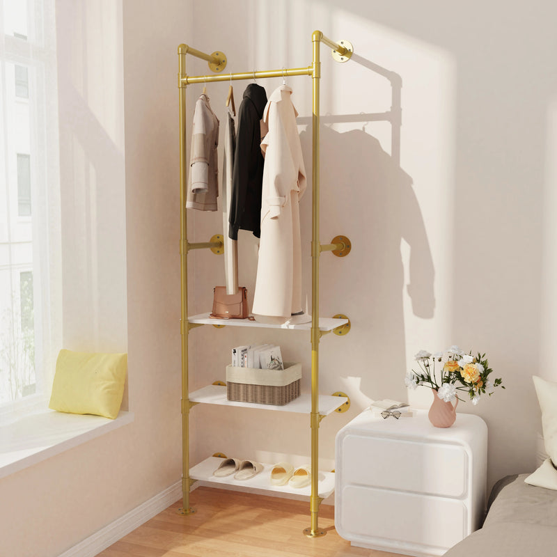 Industrial Pipe Clothes Rail with Shelves | Bedroom | Luvasmr - Satisfyingly Organised
