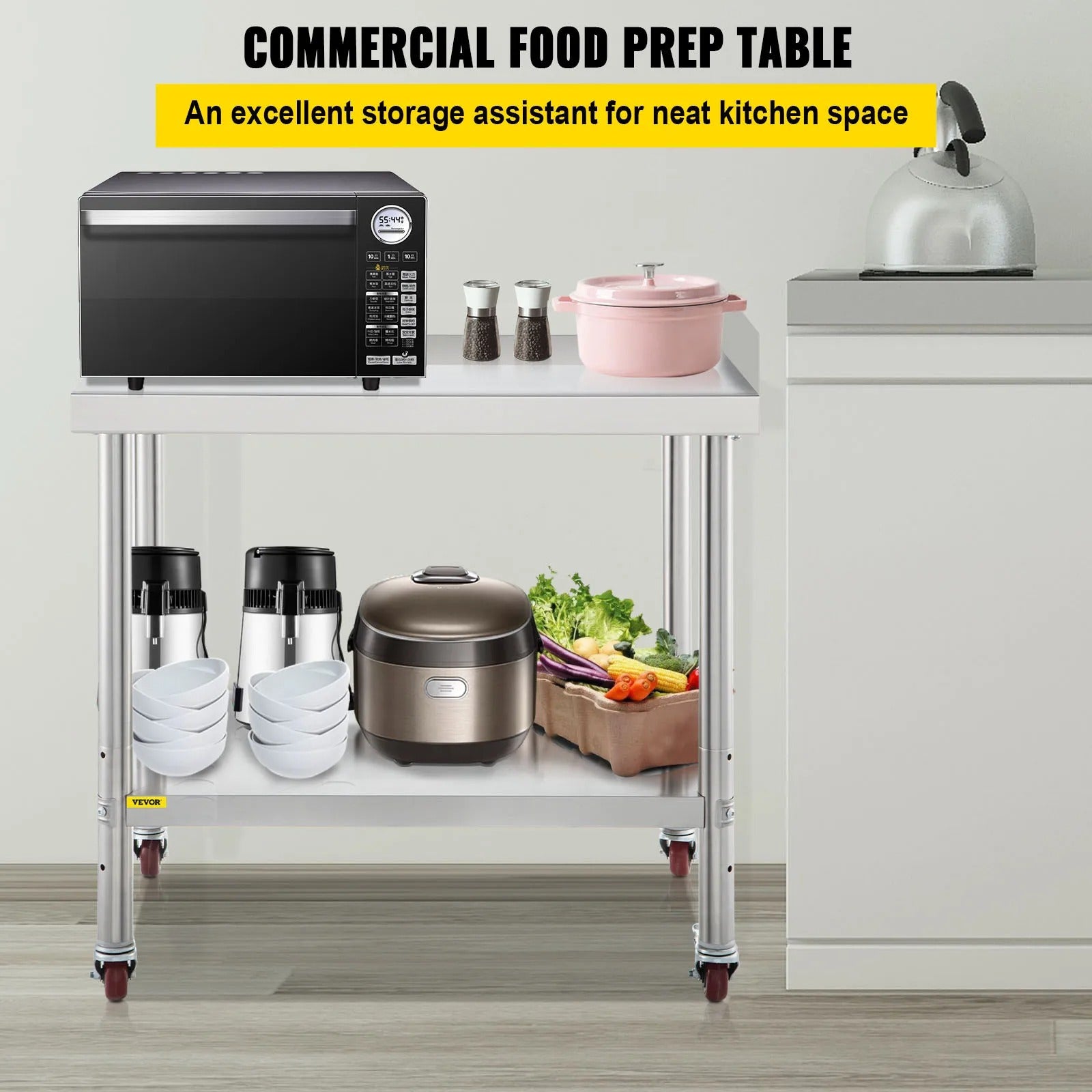 Kitchen Stainless Steel Roller Work Table