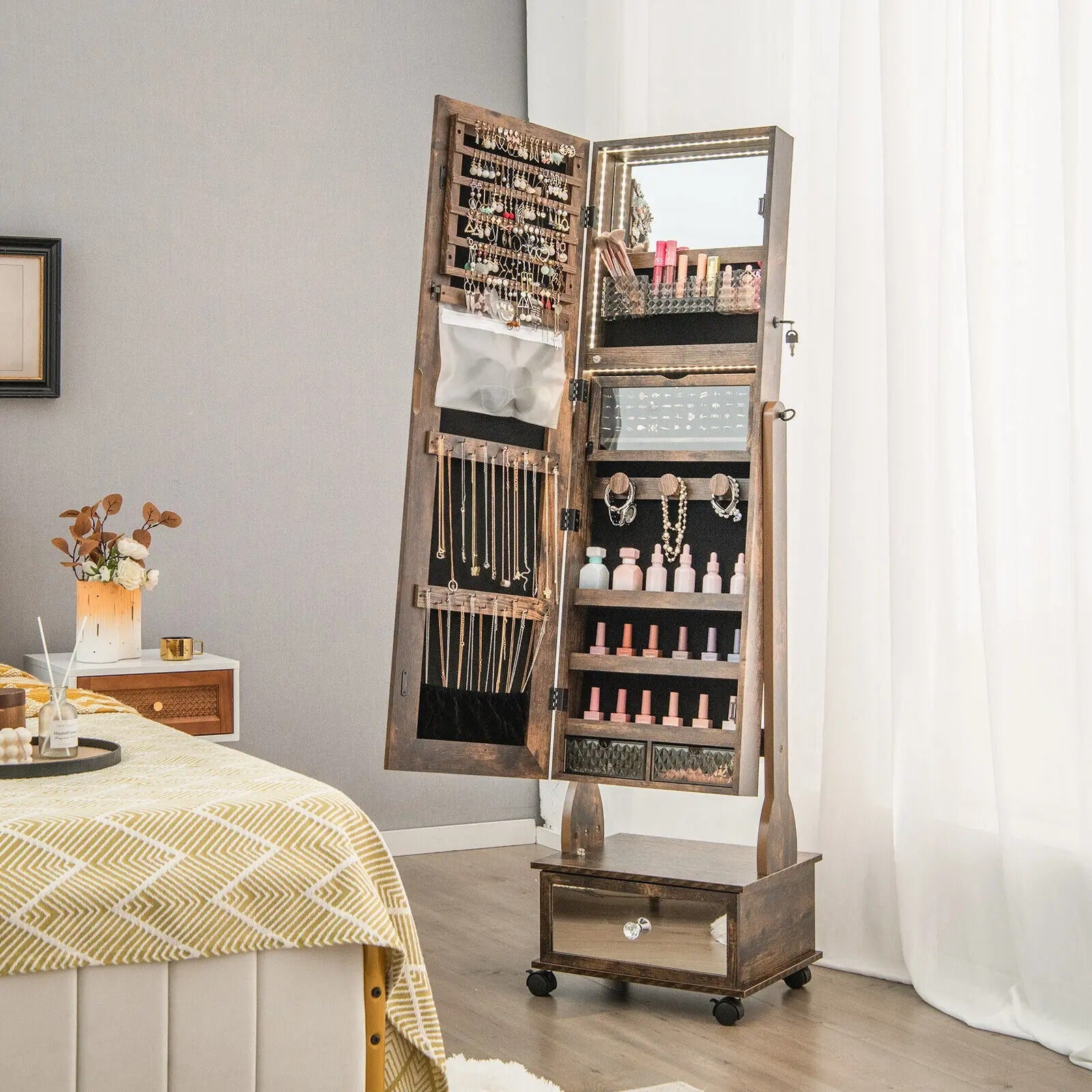 Modern Jewellery Cabinet with Mirror
