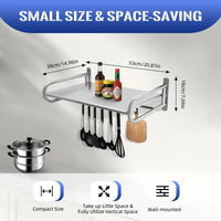 Wall-Mounted Microwave Oven Shelf with Hooks