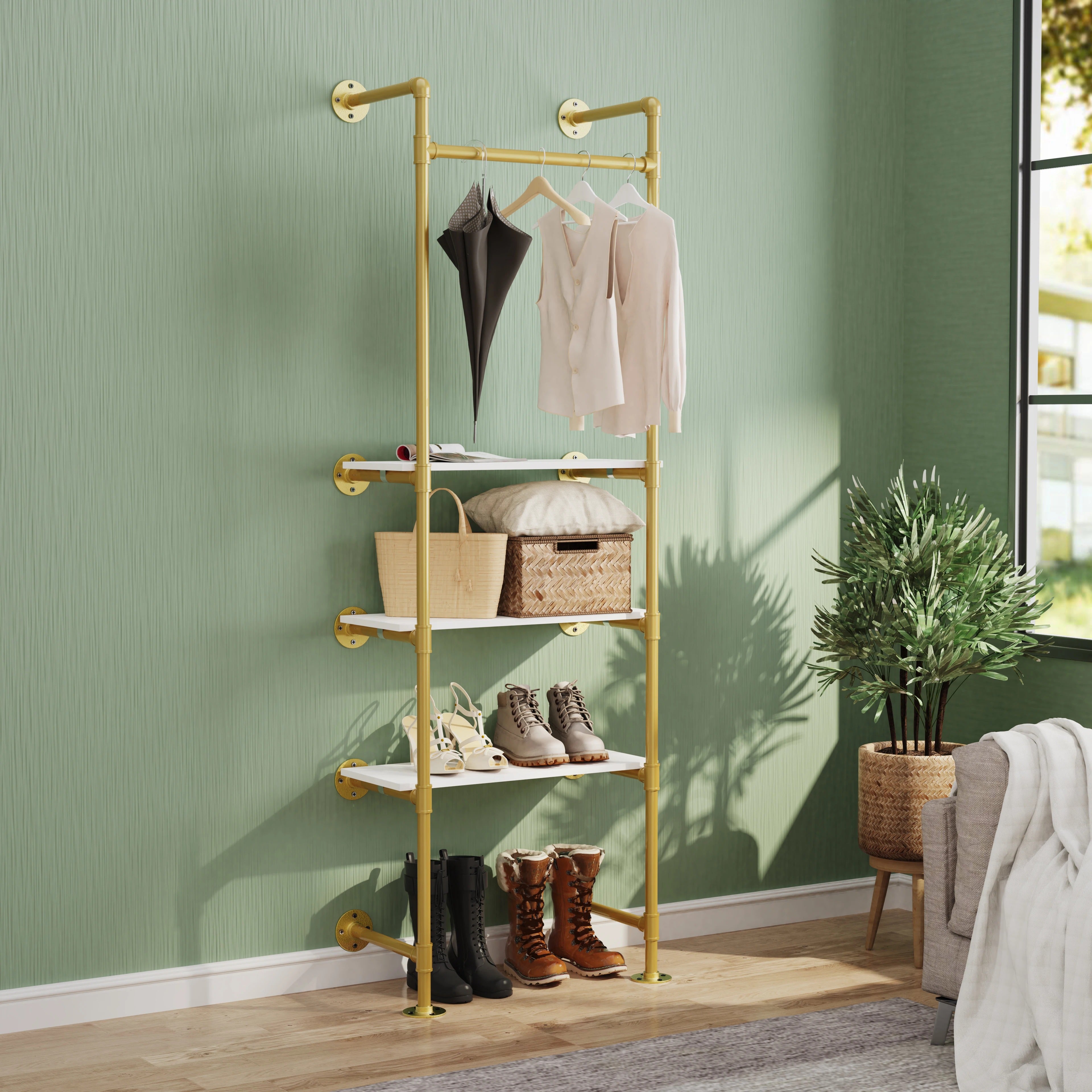 Industrial Pipe Clothes Rail with Shelves | Bedroom | Luvasmr - Satisfyingly Organised
